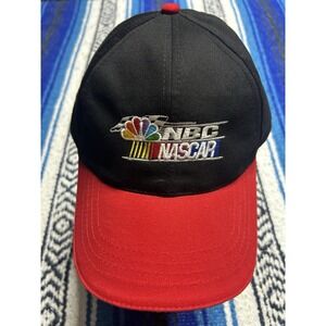 Vintage Y2K NBC NASCAR Head Shots KC Caps Black Red Strapback Hat